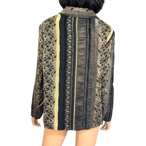 Vintage Dark Floral Blazer Jacket 16P Zip Up Brown Gold Earthy Boho Indie Tanjay - Picture 5 of 14